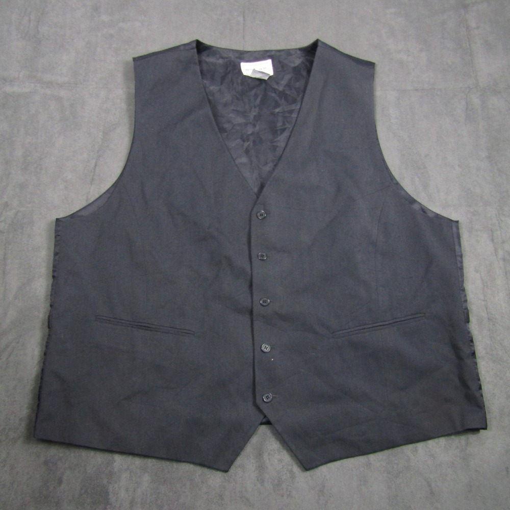 Kings Court Vest Men 52 Big Black Formal 5-Button Adjustable Back 00661